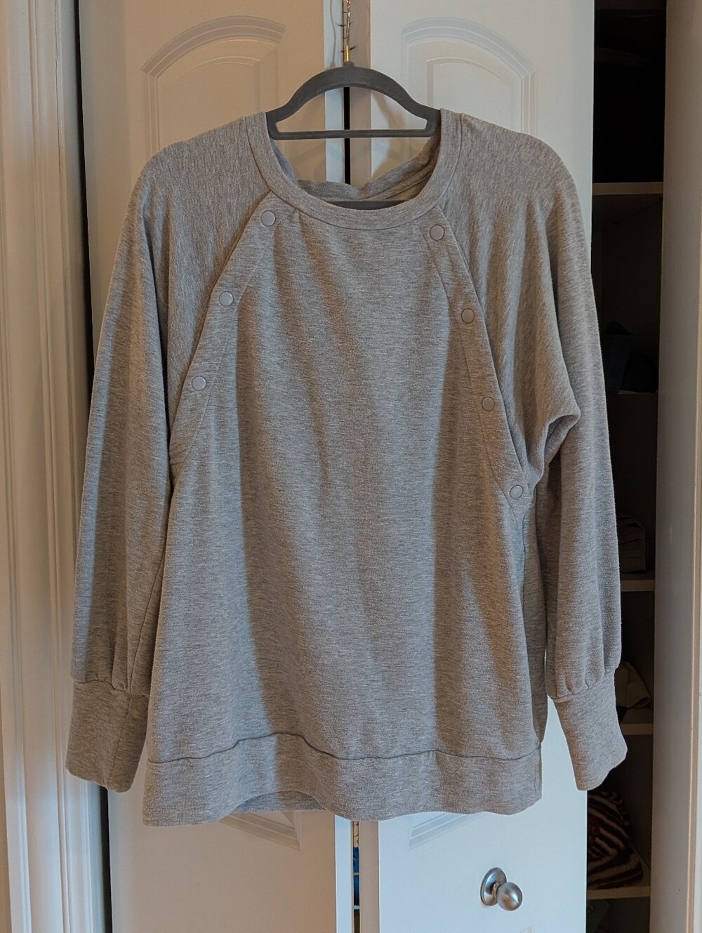 Gap Maternity Snap-Button Sweatshirt, Size Medium, Color Light Heather Grey